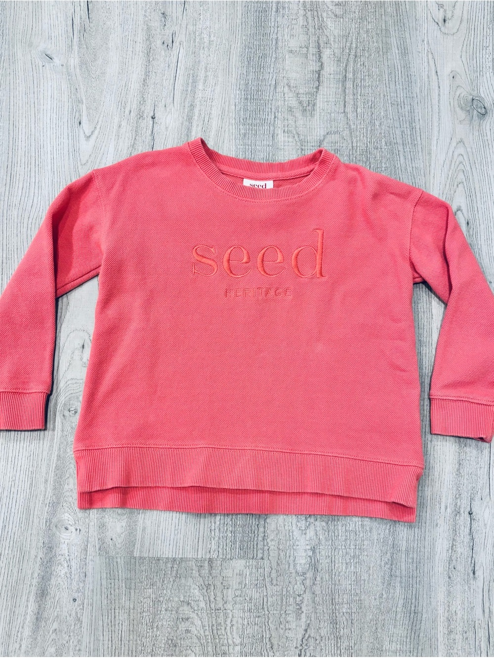 Seed Heritage Coral Pink lightweight Crewneck Sweatshirt Size 5 - Picture 2 of 7